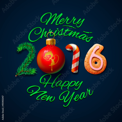 Merry Christmas 2016 greeting card 