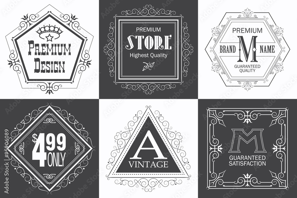 Obraz premium Monogram logo template with flourishes calligraphic elegant orna