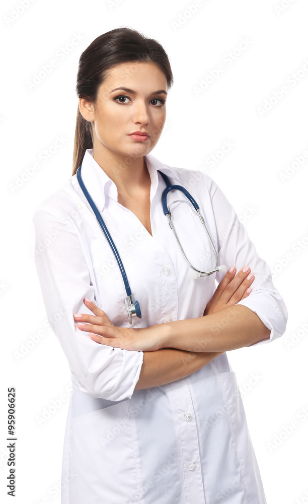 Smiling medical doctor isolated on white Smiling medical doctor isolated on white