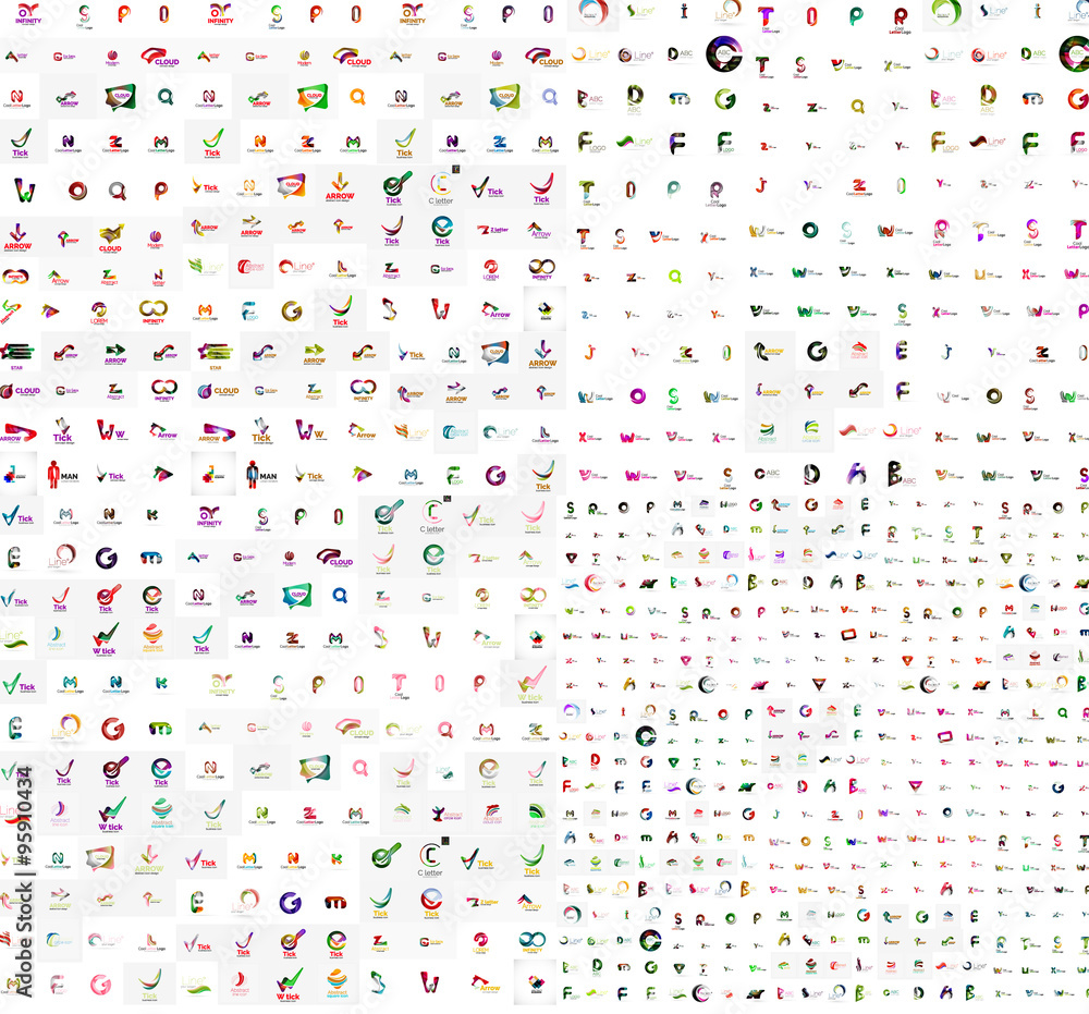 Mega set of geomeric company logos. Corporate business branding design elements Mega set of geomeric company logos. Corporate business branding design elements