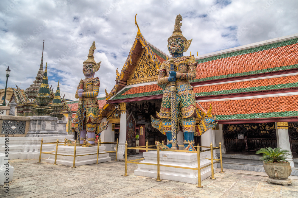 Guardians at the entrance to Temple of the Emerald  Buddha