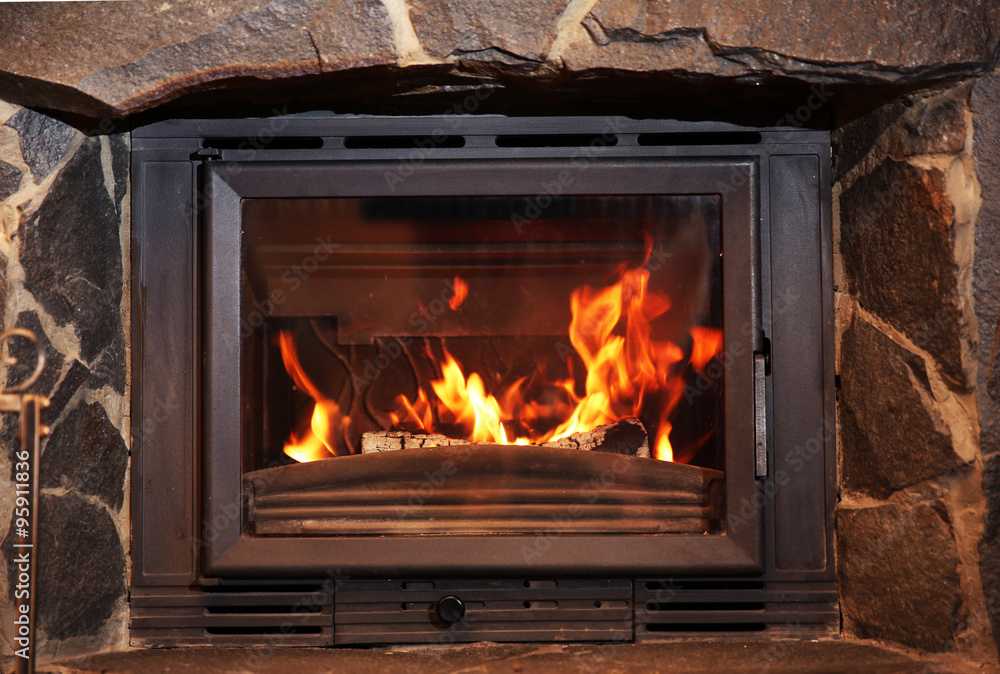 Fire in fireplace Fire in fireplace