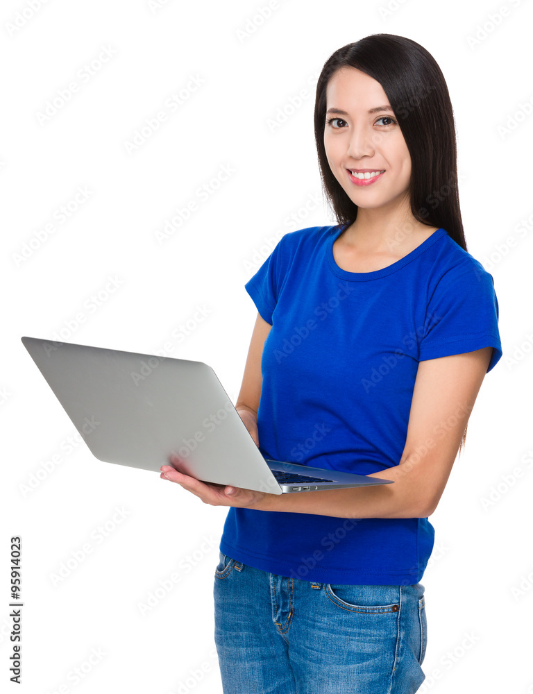 Young Woman use of the notebook computer Young Woman use of the notebook computer