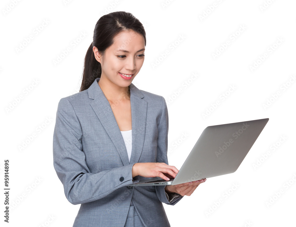 Businesswoman use of the notebook computer Businesswoman use of the notebook computer