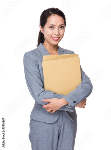 Asian Young Businesswoman hold with folder © leungchopan