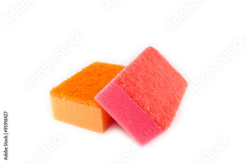 Sponge scouring pads on an isolated white background
