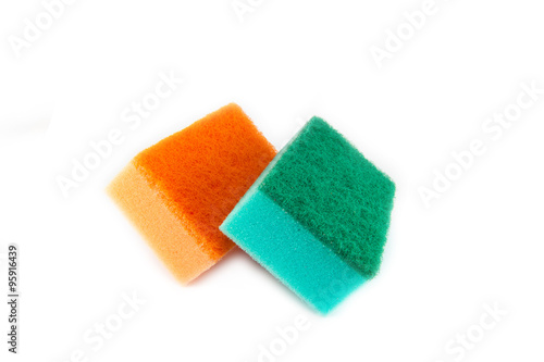 Sponge scouring pads on an isolated white background