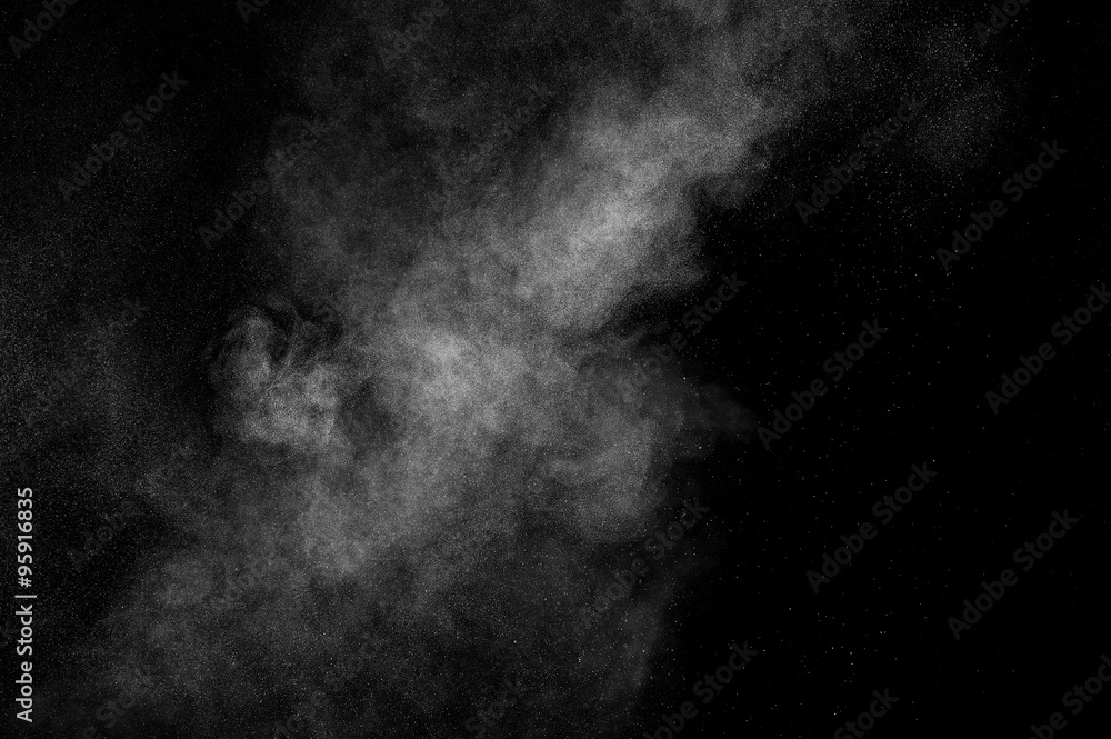 Fototapeta premium abstract white dust explosion on a black background. abstract white powder. design elements. abstract texture.