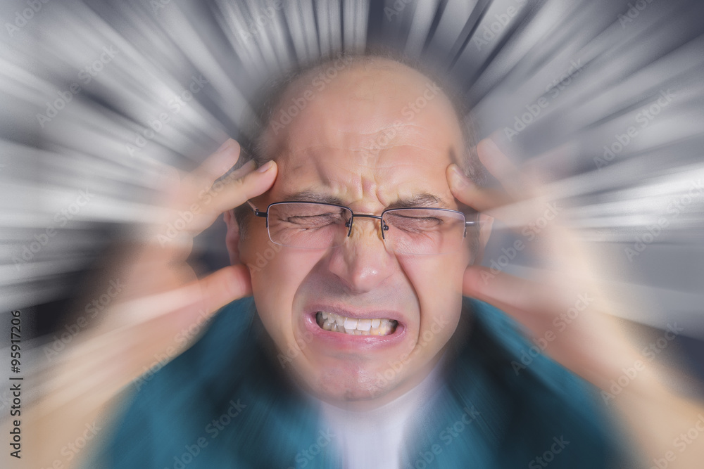 Adult man under severe stress Stock Photo | Adobe Stock