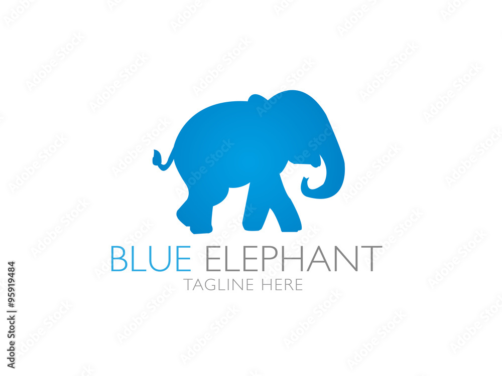 blue elephant vector logo on white