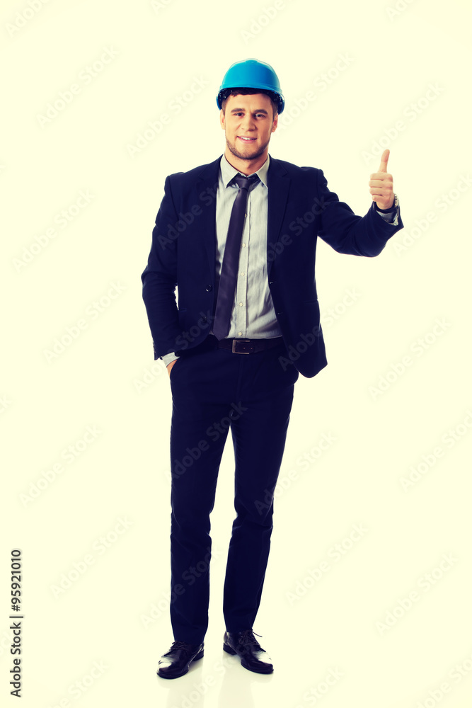 Happy smiling businessman with thumbs up. Happy smiling businessman with thumbs up.