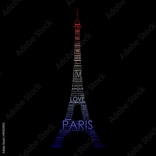 Tour Eiffel bleu, blanc, rouge