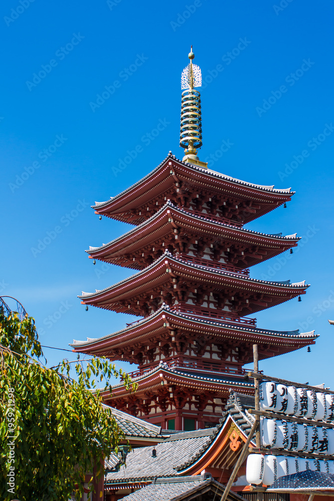 the pagoda at Senso-Ji temple in Tokyo, Japan the pagoda at Senso-Ji temple in Tokyo, Japan