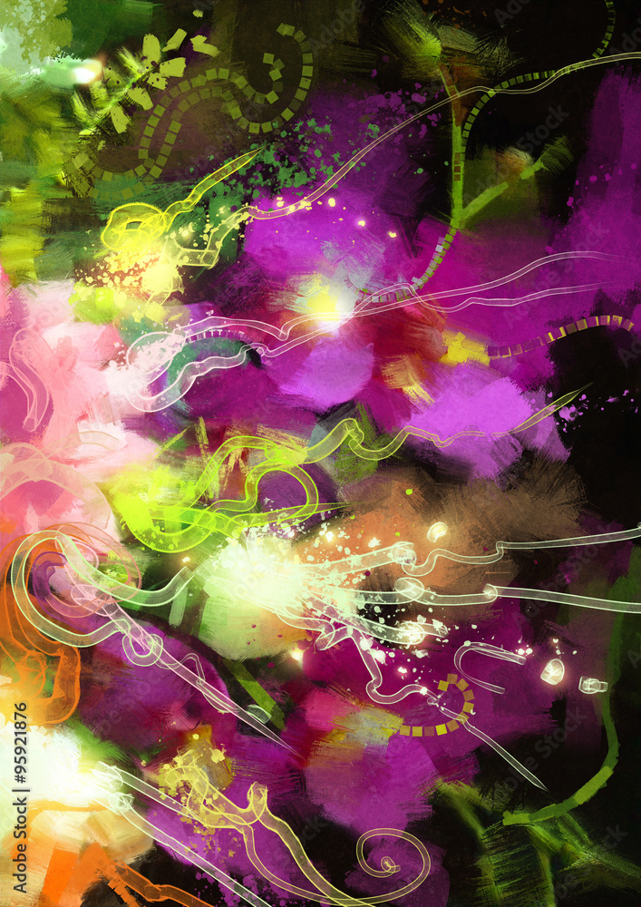 Fototapeta cyfrowy obraz abstrakcyjnych kwiatów orchidei