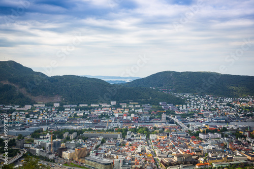 Fototapeta Naklejka Na Ścianę i Meble -  Top view of the city of Bergen . Norway
