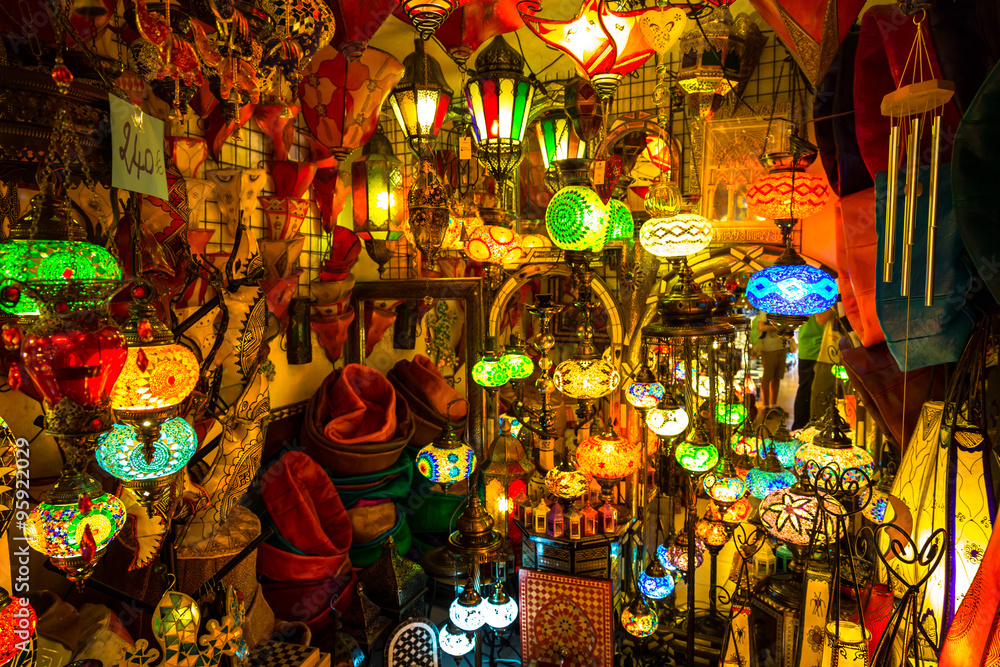Arabic lamps and lanterns in the Marrakesh,Morocco
