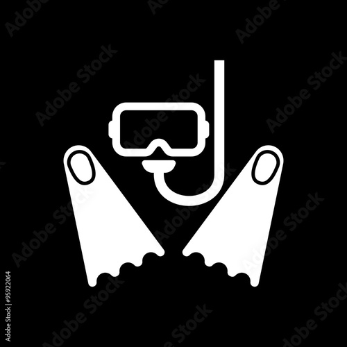 The scuba mask and flippers icon. Diving symbol. Flat photo