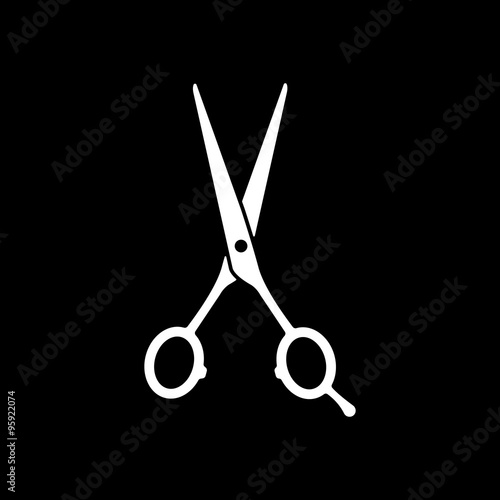 The hairdressing scissors icon. Barbershop symbol. Flat
