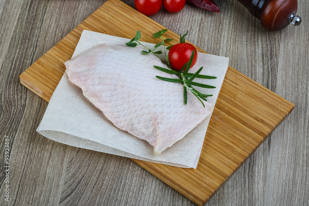 Raw duck breast