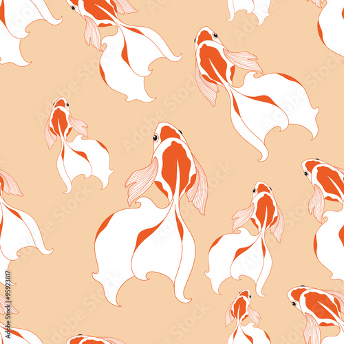 Goldfish pattern. Seamless pattern background.
