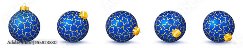 Vektor Weihnachtskugeln in blau - verschiedenen Perspektiven - Isoliert auf weißem Hintergrund - Jede Kugel ist gruppiert und mit weißer Hintergrund-Ebene.