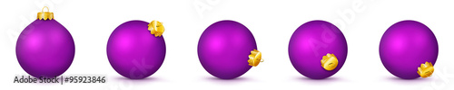 Vektor Weihnachtskugeln in violett - verschiedenen Perspektiven - Isoliert auf weißem Hintergrund - Jede Kugel ist gruppiert und mit weißer Hintergrund-Ebene - Set, Sammlung, Kollektion, Gruppierung