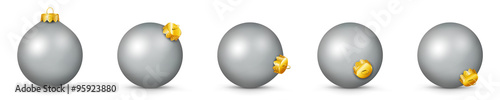 Vektor Weihnachtskugeln in silber - verschiedenen Perspektiven - Isoliert auf weißem Hintergrund - Jede Kugel ist gruppiert und mit weißer Hintergrund-Ebene - Set, Sammlung, Kollektion, Gruppierung
