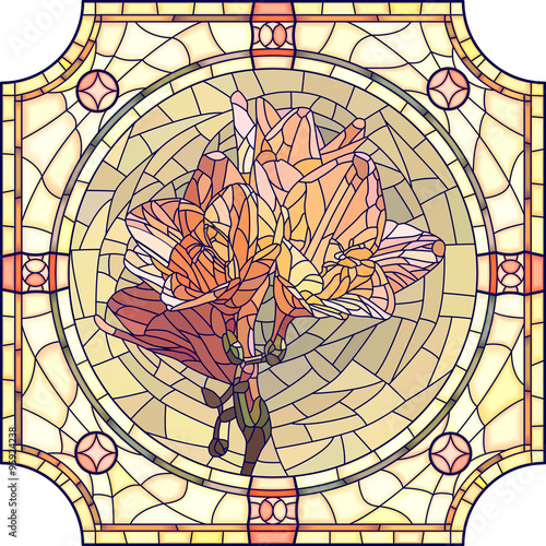 Fototapeta Naklejka Na Ścianę i Meble -  Vector mosaic illustration of flower orange iris.