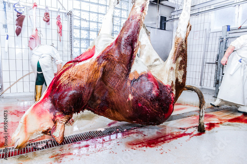 Butcher in a slaughterhouse