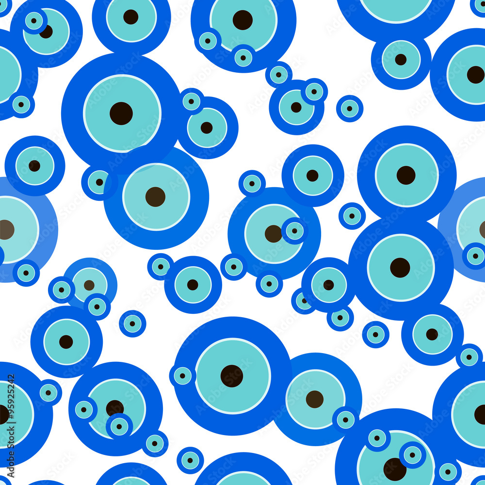 Seamless pattern of blue eye symbol. Evil eye Turkish sign Seamless pattern of blue eye symbol. Evil eye Turkish sign