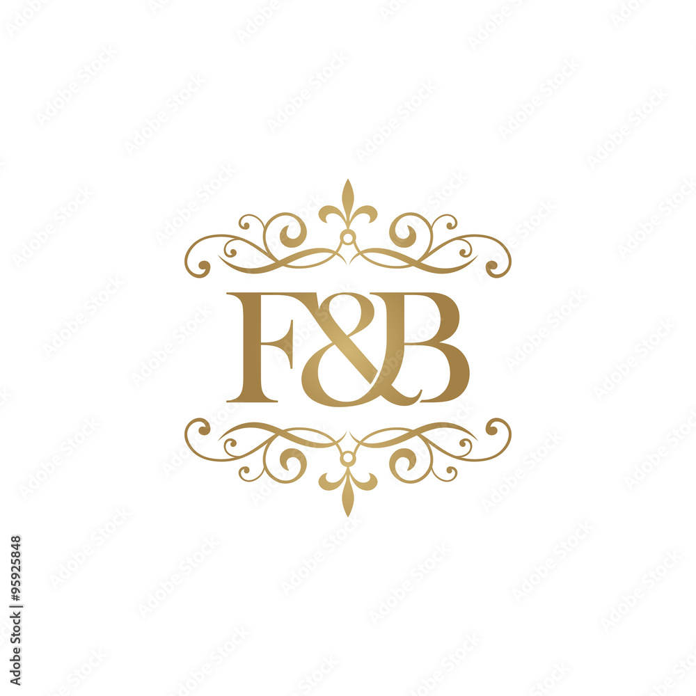 F&B Initial Logo. Ornament Ampersand Monogram Golden Logo Stock Vector ...