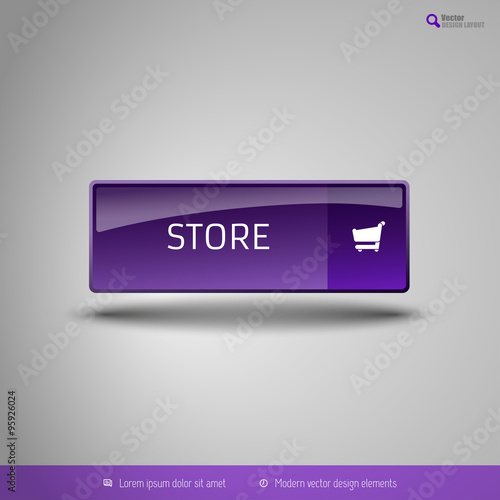 Simple button on the neutral gray background with icons. Vector
