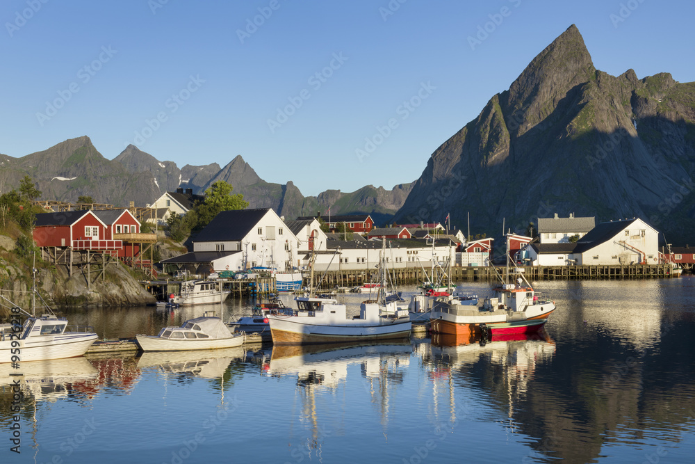 Small fishing port in the Hamnoy, Lofoten Islands, Norway