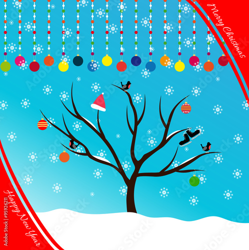 postcard merry Christmas and happy new year