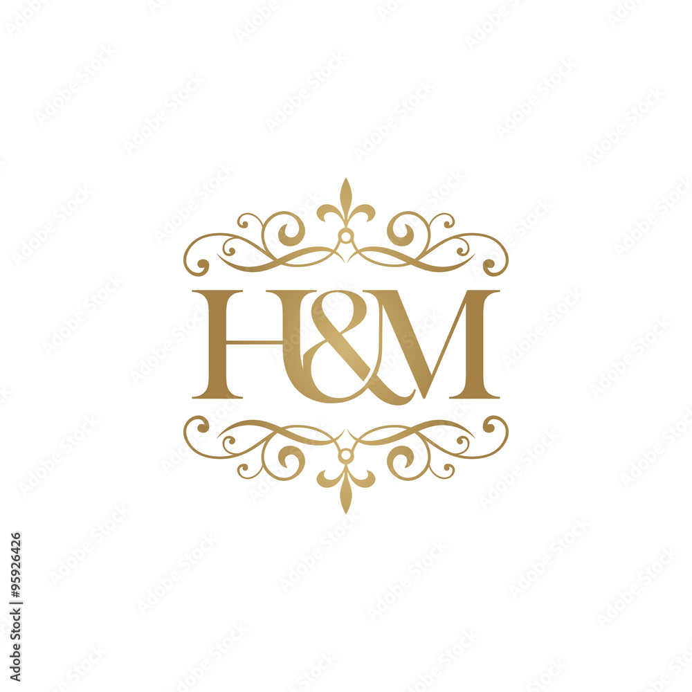 H&M Initial logo. Ornament ampersand monogram golden logo Stock Vector |  Adobe Stock