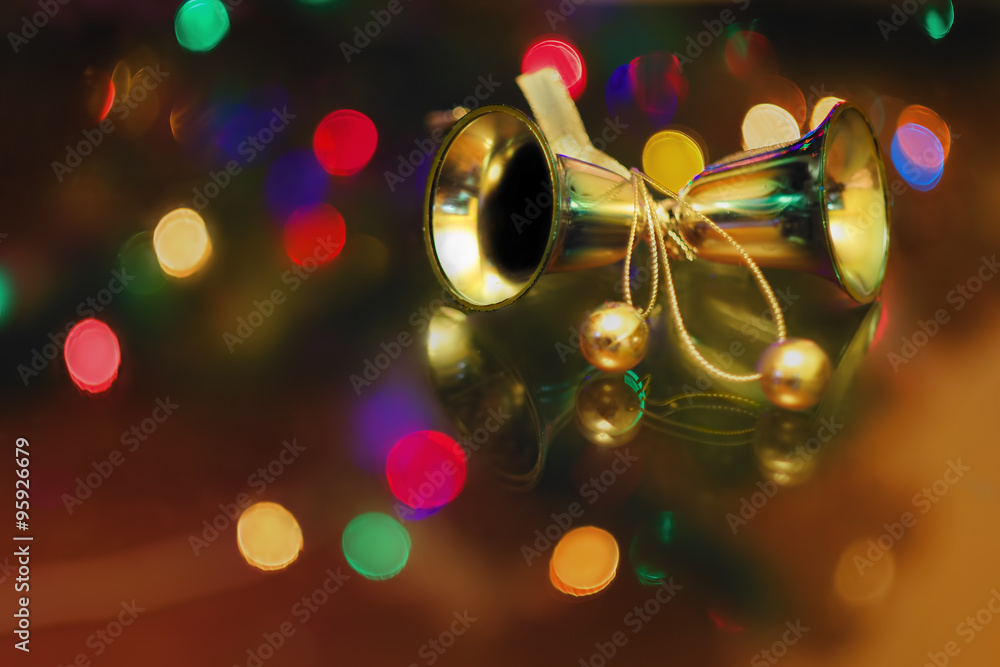Christmas New Year's toys on a blurred background jingle bells Christmas New Year's toys on a blurred background jingle bells