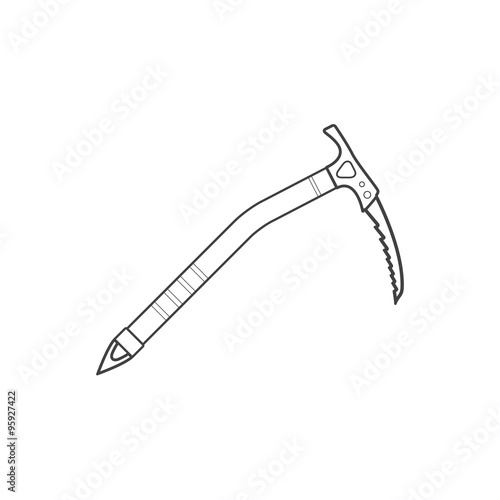 outline alpinism equipment ice axe device icon illustration.