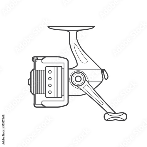 outline fishing reel illustration.