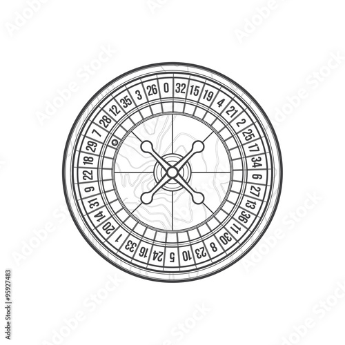 outline playing roulette icon illustration.