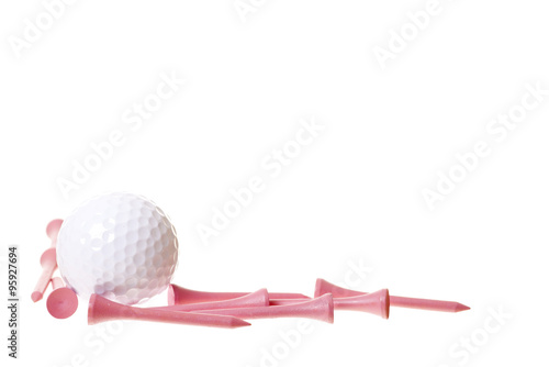 Pink Tees and Golf Ball with Whitespace