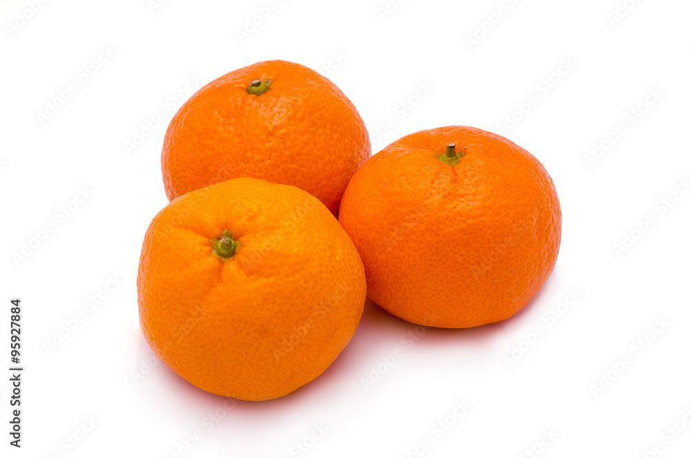 Three mandarins isolated on white background Three mandarins isolated on white background