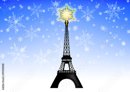 Fototapeta Naklejka Na Ścianę i Meble -  Eiffelturm an Weihnachten / Frohe Weihnachten