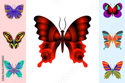 Abstract butterfly set. Vec...
