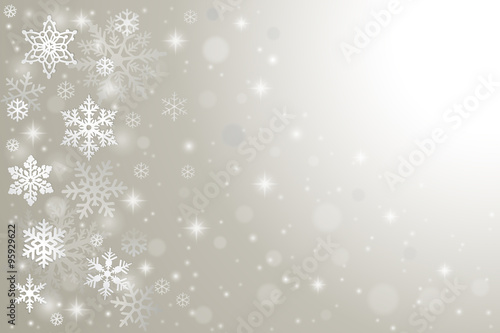 Abstract winter background with falling snowflakes and snow