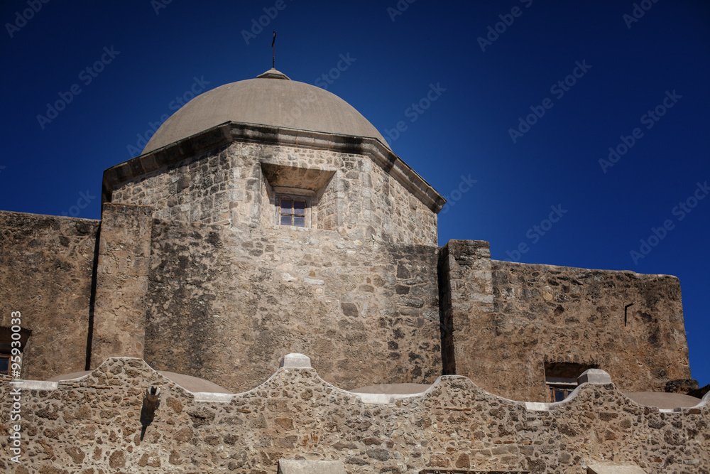 San Jose Mission with Dome Tower / Interesting View of the Domed Church of the Historic San Jose Mission