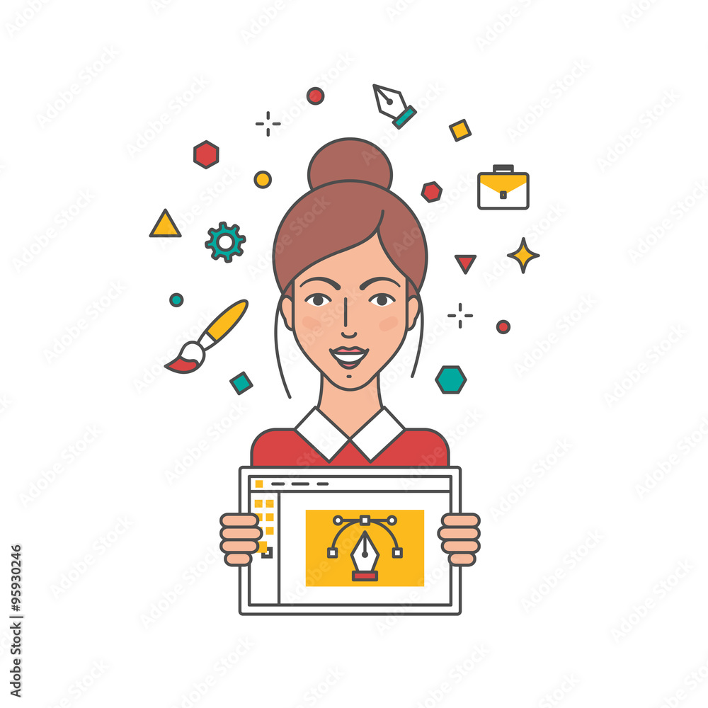 Graphic designer, web developer vector illustration Graphic designer, web developer vector illustration