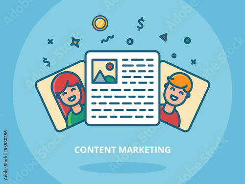 Content marketing and blogging concept vector illustration