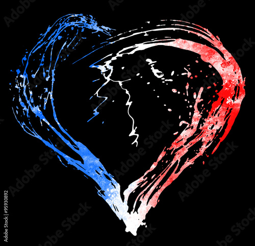 symbolic  heart in the colors of the French flag photo