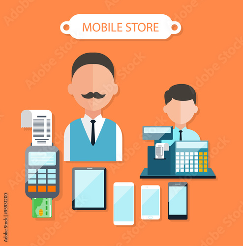 Mobile Store Concept Flat Design