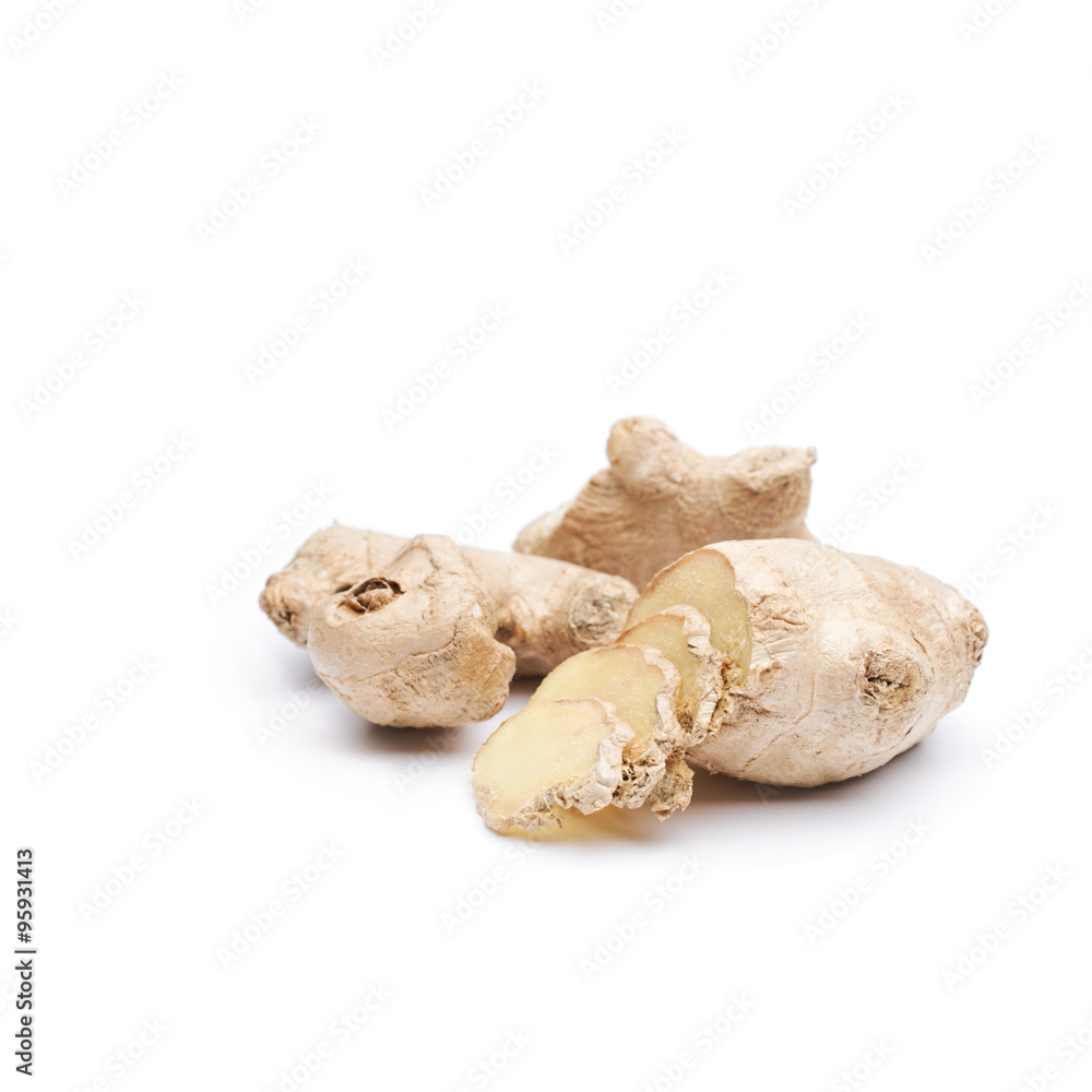 Ginger root spice isolated ingredient against white background s Ginger root spice isolated ingredient against white background s